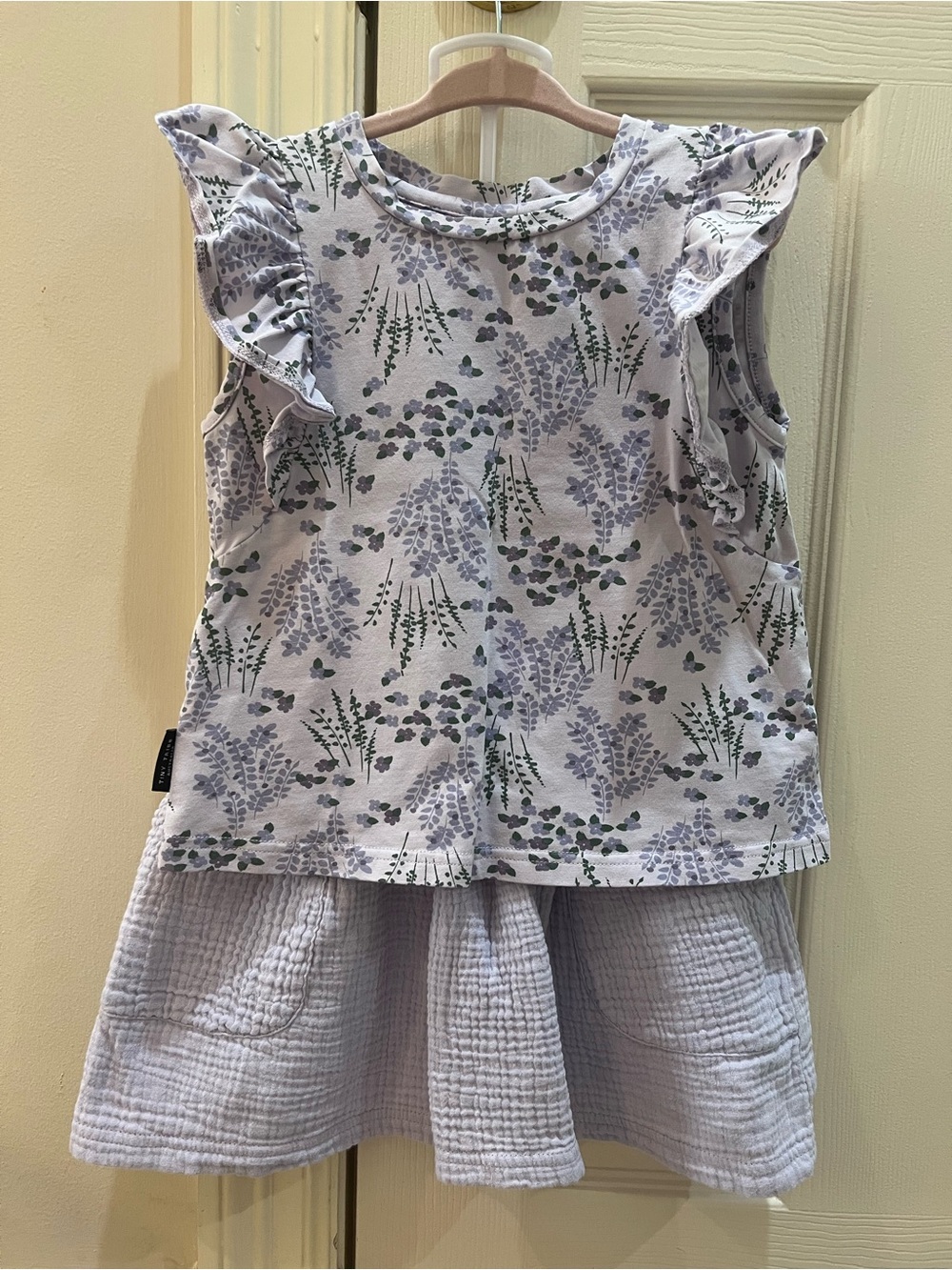 Tiny Tribe Girls' Lavender Floral Ruffle Matching Set